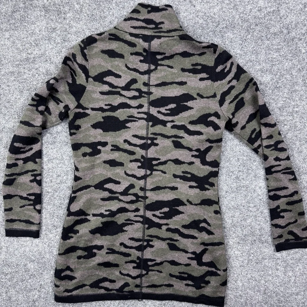 Cynthia Rowley Active Camo Zip Up Jacket Longline Knit Cardigan Green Size M - Picture 6 of 6